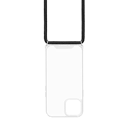 ZhinkArts Cadena para teléfono móvil compatible con Apple iPhone 13 Pro Max – Pantalla de 6,7 pulgadas – Funda para smartphone con banda – Cordón con funda para colgar en negro