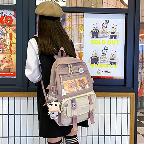 ZJTFGD Kawaii Backpack with Kawaii Pin and Accessories-Cute Aesthetic Backpack for School-Notebook School Bag Travel Backpack Waterproof School Supplies (Purple)