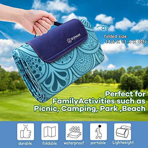 ZOMAKE Manta de Picnic Impermeable y Plegable 150 x 200cm, Familiares Manta para Conciertos, Camping, Playa, Parque