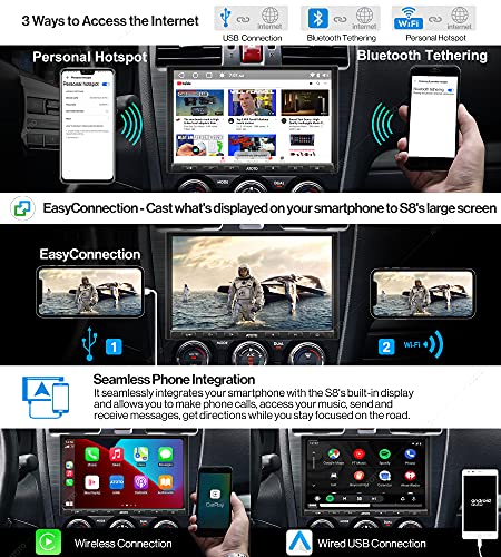[1 DIN/ 8 Pulgadas] Navegación de Video del automóvil ATOTO S8 Gen2 estándar S8G1A84SD Android en el Tablero, Bluetooth Dual, retrovisor HD con LRV, Android Auto y Carplay Inalámbrico, SCVC y más