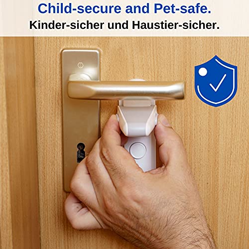 1 paquete de cerradura de puerta reutilizable con sistema de 2 botones de presión para niños y mascotas, bloqueo de seguridad para puerta de casa, seguridad para bebés y manillas