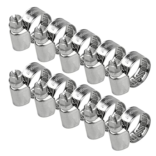 10 Piezas Abrazaderas Metalicas 8-16mm, Abrazaderas de Manguera de Acero Inoxidable Ajustable para Tubo Cables Grifos