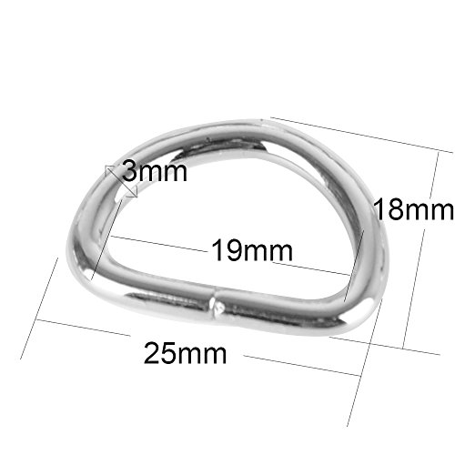 100pcs D-Rings Anillas en Forma D, 19mm de Ancho Interno para Hebilla Correas Accesorios de Bolsos Mochilas