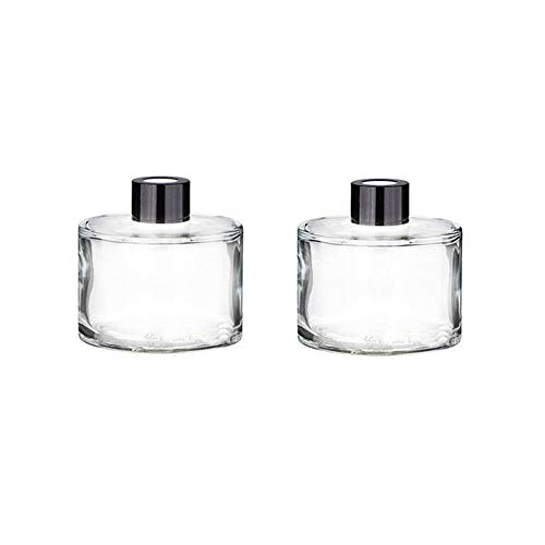 2 botellas de difusor de vidrio redondo y transparente de 50 ml vacío para uso de accesorios de fragancia para uso de bricolaje y de repuesto juego de varillas difusoras de aceites esenciales