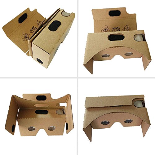 2Pack Google Cardboard,Virtual Real Store 3D VR Headset Virtual Reality Glasses Box with Big Clear 3D Optical Lens and Comfortable Head Strap Nose Pad for iPhone and Smartphones