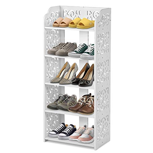 40 x 23 x 90 cm. Expositor para soporte de zapatos, estante de almacenamiento para zapatos, zapatero de PVC, 5 niveles, se puede utilizar como estante y expositor de CD.