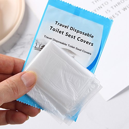 60 Pcs Protector WC Desechable Impermeable, HTBAKOI Protector Water Desechables Papel Cubre Inodoro Paquete Individual Material Antibacteriano Talla Universal Funda Desechable wc para Baño