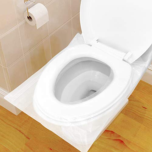 60 Pcs Protector WC Desechable Impermeable, HTBAKOI Protector Water Desechables Papel Cubre Inodoro Paquete Individual Material Antibacteriano Talla Universal Funda Desechable wc para Baño