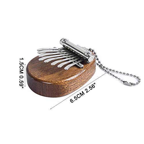 8 Teclas Piano de Pulgar de Madera Maciza Mini Instrumento Musical Kalimba Decoración Colgante Portátil con Cordón Para Principiantes Amantes de La Música