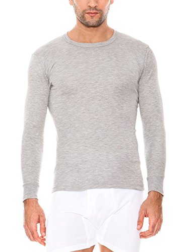 Abanderado - Camiseta térmica de manga larga y cuello redondo para hombre, color Gris, talla 52 (L), Talla Internacional: M