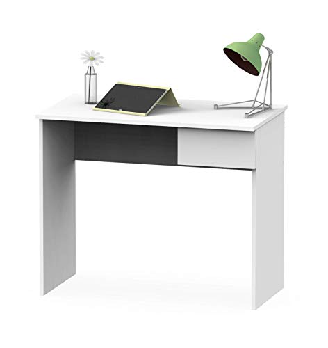 Abitti Escritorio Mesa de Ordenador Multimedia Color Blanco Mate con cajón para Oficina, despacho o Estudio. 90cm Ancho x 75cm Altura x 50cm Fondo