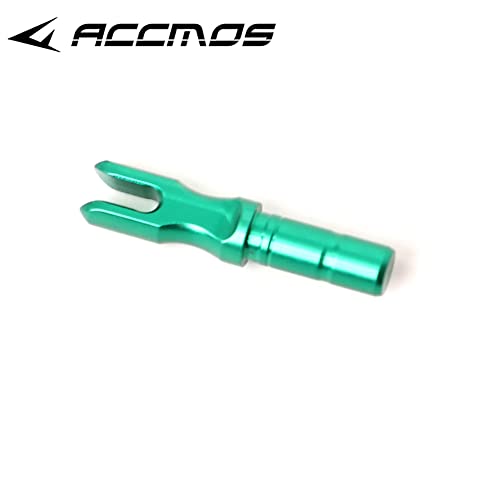 ACCMOS Insertar Culatín de Flecha Aleación de Aluminio Rápido Tiro con Arco Fit ID 5.2 mm Eje de Flecha Accesorios de Flechas de Bricolaje, para Caza o Disparando Práctica Flechas 6 pz(6pcs, Green)