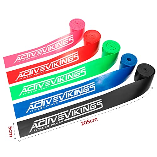 ActiveVikings Cinta Floss + bolsa, 2 m, ideal para fisioterapia, tratamiento de puntos gatillo y automasaje, perfecta para deporte y fitness, cinta de compresión (negro)