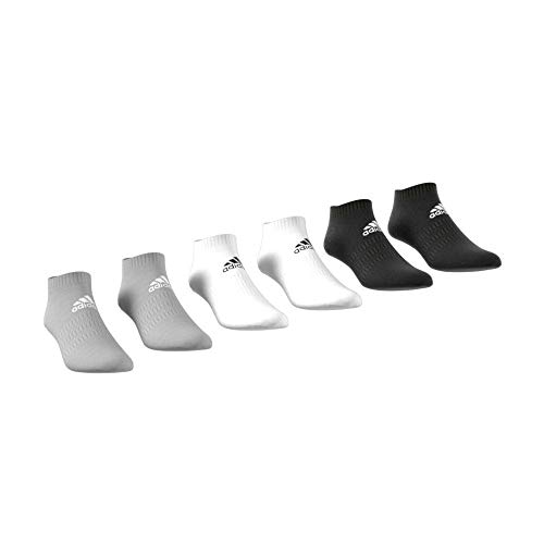 adidas CUSH LOW 6PP Socks, Unisex adulto, Top:Medium Grey Heather/Medium Grey Heather/White/White Bottom:Black/Black, M