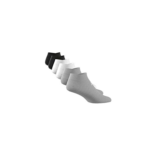 adidas CUSH LOW 6PP Socks, Unisex adulto, Top:Medium Grey Heather/Medium Grey Heather/White/White Bottom:Black/Black, M
