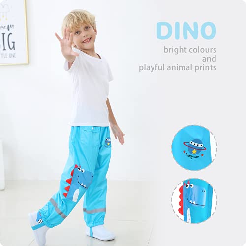 Adorel Pantalones Impermeables Reflector Bolsillo para Niño Dino Planeta 7-8 Años (Tamaño del Fabricante XL)