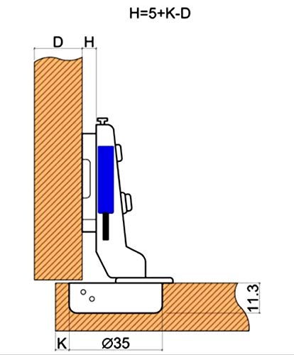 AERZETIX: 4X Bisagras cazoleta acodadas 105° con Clip Amortiguador 3D regulación para Puerta de Muebles C41044