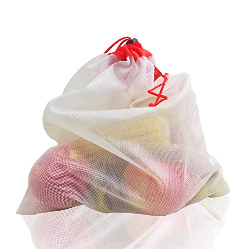 AFUNTA - 12 bolsas reutilizables premium ecológicas para productos de red, lavables, transpirables, transparentes, de malla, para compras, almacenamiento, colección, 31 x 36 cm