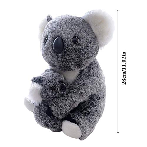 Aideal Koala - Peluche de animales Koala con niño, de peluche, ideal como regalo para niños y adultos (gris)