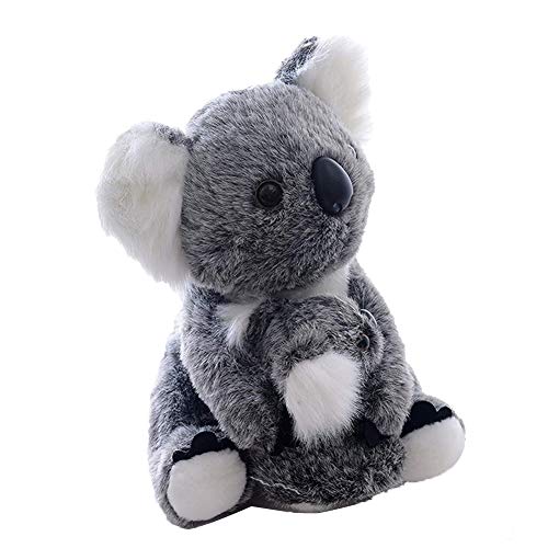 Aideal Koala - Peluche de animales Koala con niño, de peluche, ideal como regalo para niños y adultos (gris)