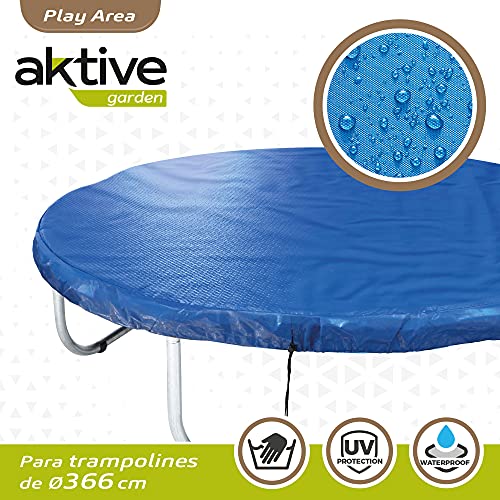 Aktive 54118 - Funda colchoneta elástica exterior, diámetro 366 cm, waterproof, protección solar UV, camas elásticas para niños, cobertor cama elástica, Aktive, color azul