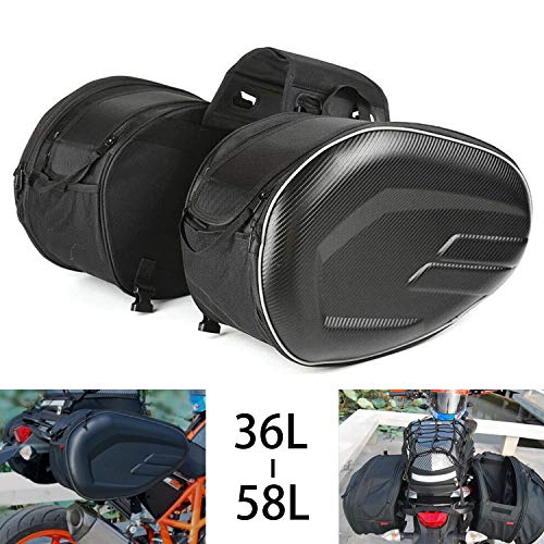 Alforjas laterales para motocicleta, 36-58 l, bolsas laterales para moto, de gran volumen, maletas traseras multiusos, ampliables, resistentes al agua