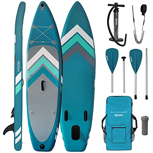 ALPIDEX Tabla Hinchable Surf Stand Up Paddle Board 305 x 76 x 15 cm ISUP Peso Máximo 110 kg Sup Ligero Estable Juego Completo, Color:Petrol