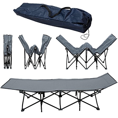 AMANKA Catre de Camping Plegable Cama para IR de Acampada Broncearse + Bolsa para Transporte | 10 piernas catre de Campamento portátil | Estructura de Acero 190x70cm | Gris