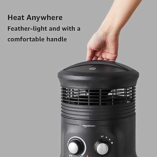 Amazon Basics - Calentador portátil envolvente de 360°, con termostato de 2 velocidades, 1800 W