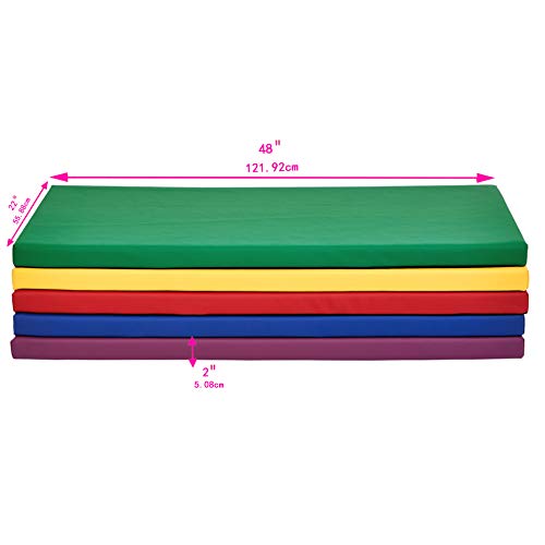 Amazon Basics - Colchoneta para siestas de espuma viscoelástica, con funda para etiqueta identificativa, colores surtidos, 5 unidades