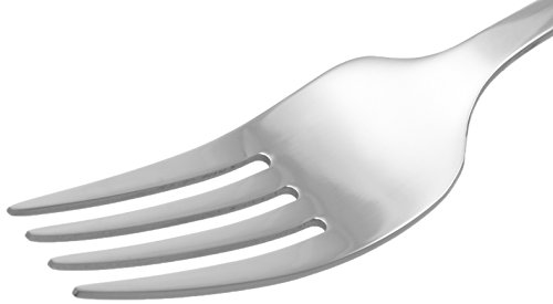 Amazon Basics - Cucharas de sopa de acero inoxidable, con punta redonda, juego de 12 + Tenedores de mesa de acero inoxidable, con punta redonda, juego de 12