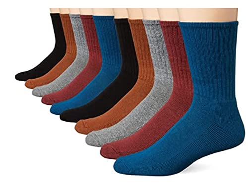 Amazon Essentials 10-Pack Cotton Half Cushioned Crew Socks Calcetines, negro, 12-16