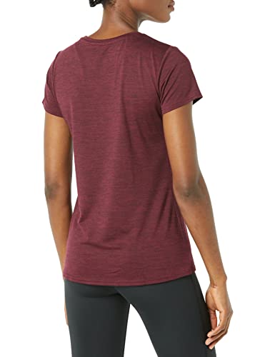 Amazon Essentials 2-Pack Tech Stretch Short-Sleeve Crew T-Shirt Athletic-Shirts, Burgundy Space Dye/Black, Small