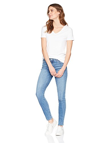 Amazon Essentials Camiseta de manga corta clásico con cuello en V, Mujer, Blanco (Blanco), XL, pack de 2