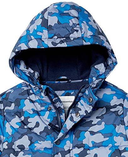 Amazon Essentials Heavy-Weight Hooded Puffer Jackets Abrigo de Vestir, Azul, Camuflaje, 6-7 años