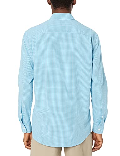 Amazon Essentials Long-Sleeve Regular-Fit Casual Poplin Shirt Camisa, Azul Agua, Guinga, L