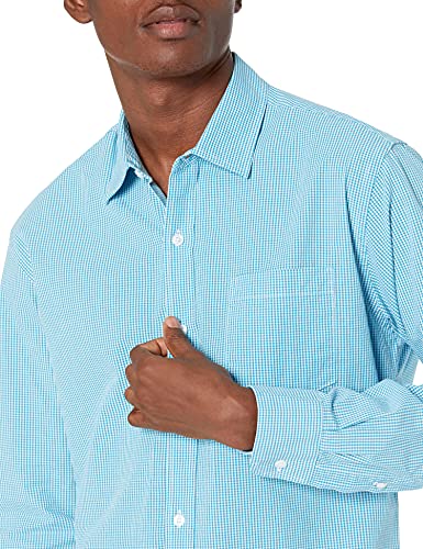 Amazon Essentials Long-Sleeve Regular-Fit Casual Poplin Shirt Camisa, Azul Agua, Guinga, L