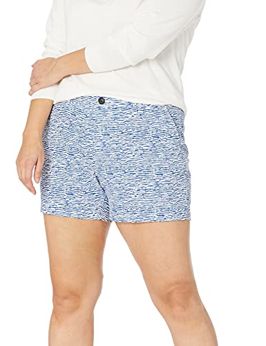 Amazon Essentials Pantalón Corto Chino de Entrepierna de 12,7 cm, Blanco/Azul, Estampado De Onda, 46