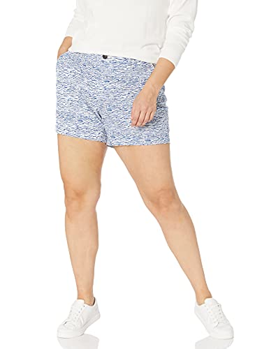 Amazon Essentials Pantalón Corto Chino de Entrepierna de 12,7 cm, Blanco/Azul, Estampado De Onda, 46