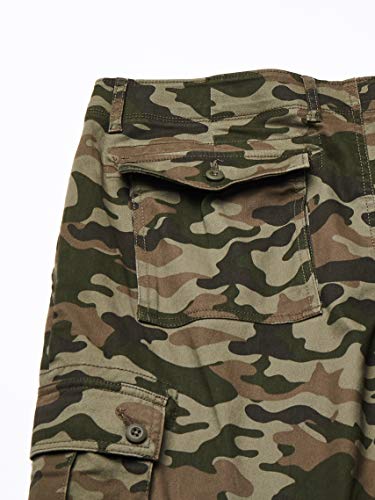 Amazon Essentials - Pantalones cargo elásticos de corte recto para hombre, Verde (Green Camo), 36W x 28L