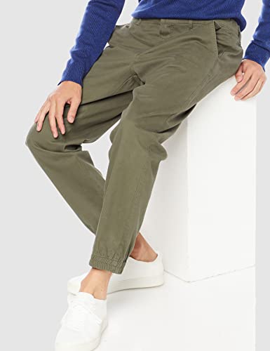 Amazon Essentials - Pantalones deportivos de corte recto para hombre, Verde oliva, US M (EU M)