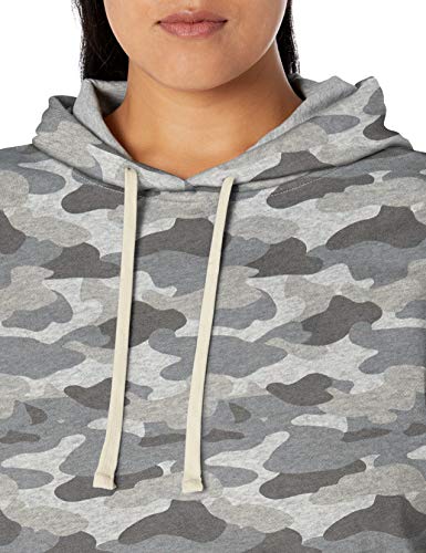 Amazon Essentials Plus Size French Terry Fleece Pullover Hoodie Fashion, Camuflaje gris, 3X