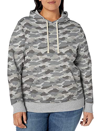 Amazon Essentials Plus Size French Terry Fleece Pullover Hoodie Fashion, Camuflaje gris, 3X