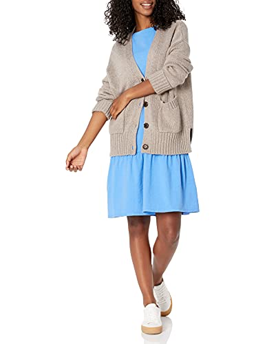 Amazon Essentials Short-Sleeve Crewneck Tiered Dress Vestido, Azul, XS