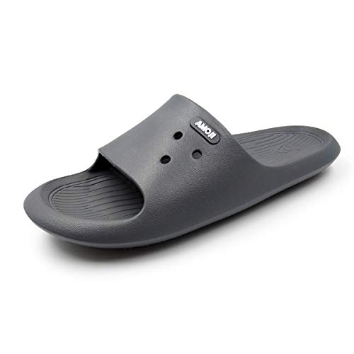 Amoji Sandalias de diapositivas zapatos de playa para la ducha zapatillas de baño para Hombres chanclas para Mujer Gris 42 EU