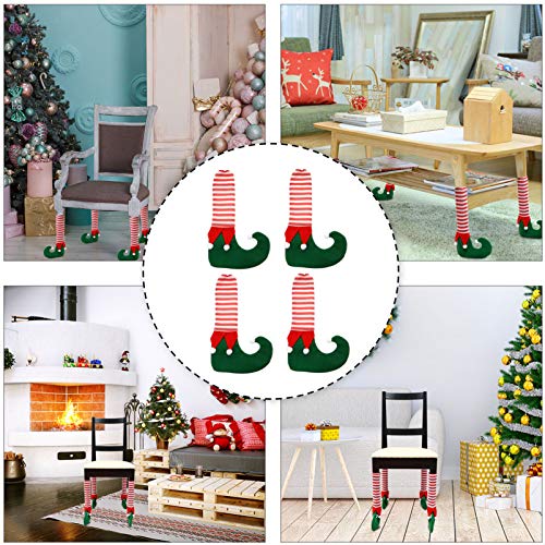 Amosfun 4 calcetines para patas de silla, diseño de elfos, Navidad, muebles, para decoración de Navidad