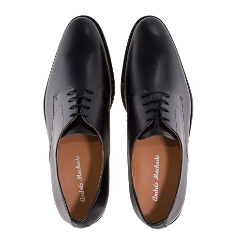 Andrés Machado - 5870 - Zapatos de Cordones de Piel para Hombre - Zapatos Estilo Blucher - Fabricado en España - Color Negro, Talla 48 EU