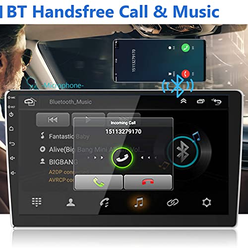 Android Radio de Coche GPS Navi -Bluetooth 2 DIN con AI Smart Voice, 10,1 Pulgadas Pantalla táctil Reproductor Multimedia con WiFi/Mirror Link/Radio FM RDS/USB+cámara de visión Trasera +micrófono