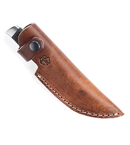 Angus Stoke Funda para cuchillos de piel de alta calidad para caza, ocio y cocina – Funda de cinturón extra gruesa – Funda para cuchillos Tommy (marrón)