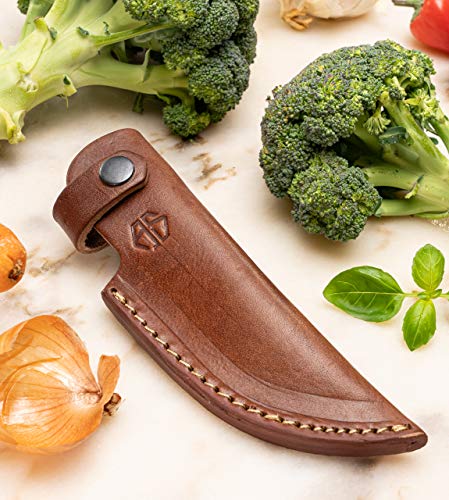 Angus Stoke Funda para cuchillos de piel de alta calidad para caza, ocio y cocina – Funda de cinturón extra gruesa – Funda para cuchillos Tommy (marrón)